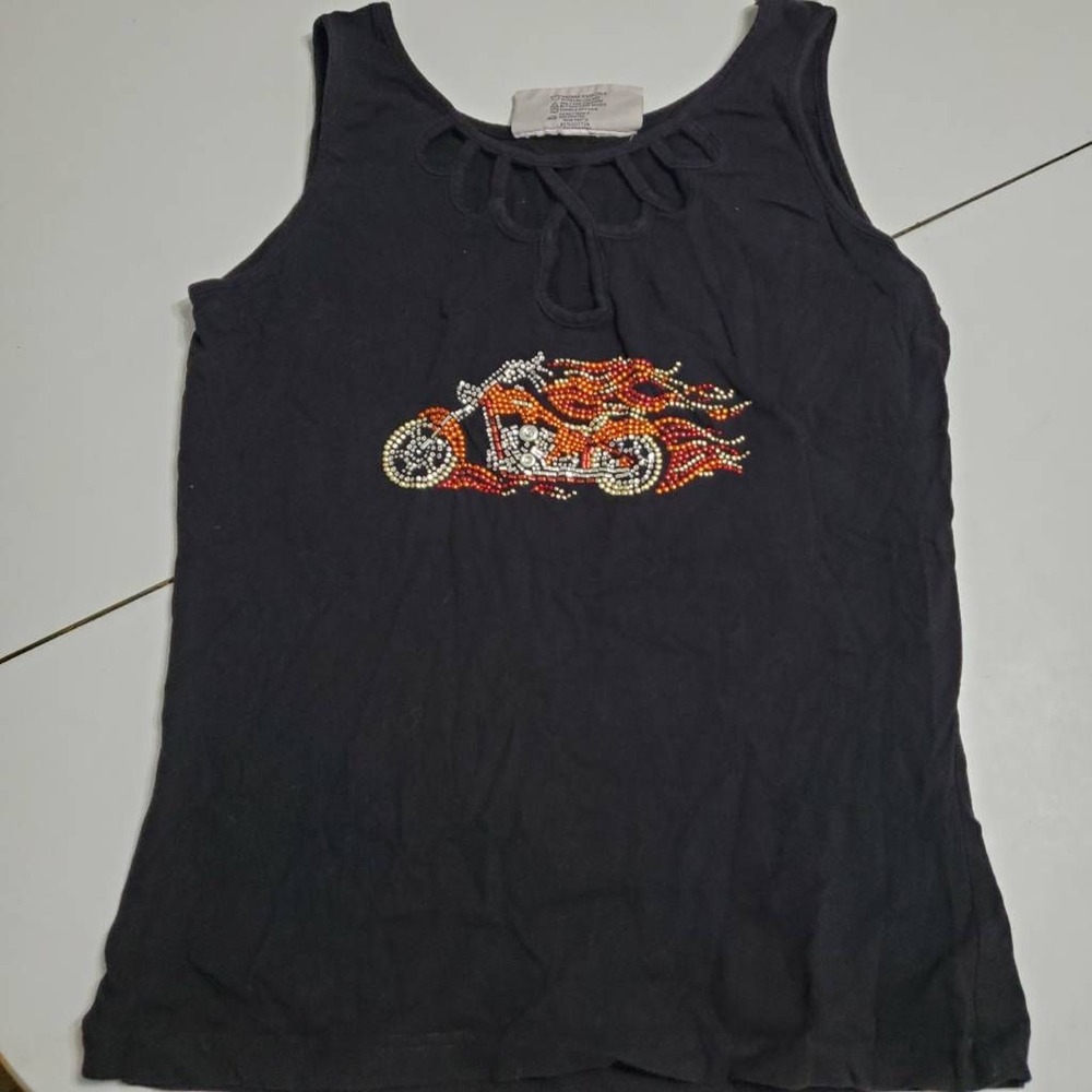 V Twin Motorcycle Apparel Womens Tank Top Black Spendin Time Behind Bars